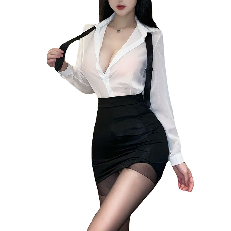 Sexy Secretary Uniform Office Lady Exotic Role Play Teacher Sexy Lingerie Set Cosplay Secretary Costume With Nnecktie and Socks